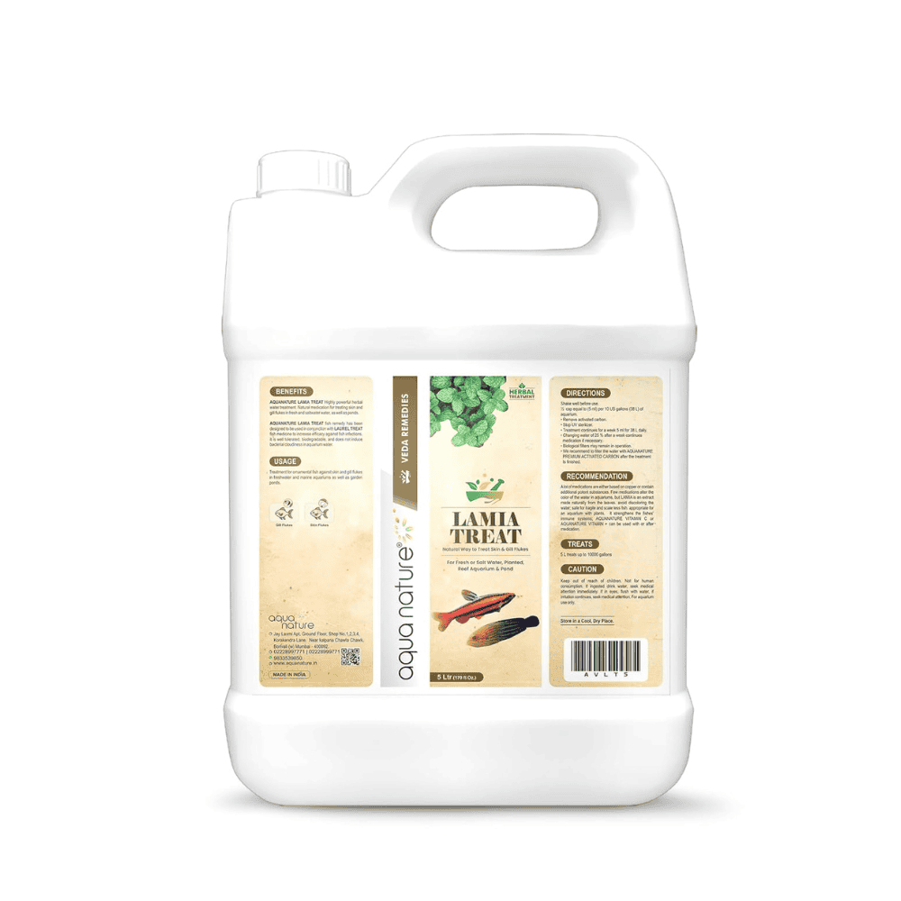 AquaNature Veda Remedies Lamia Treat Natural Way to Treat Skin & Gill Flukes for Freshwater, Saltwater, Planted & Reef Aquarium & Pond