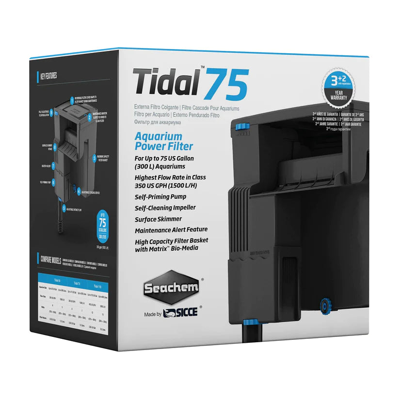 Seachem Hang On Tidal 75 (1500 L/H) For Upto 300 Liters