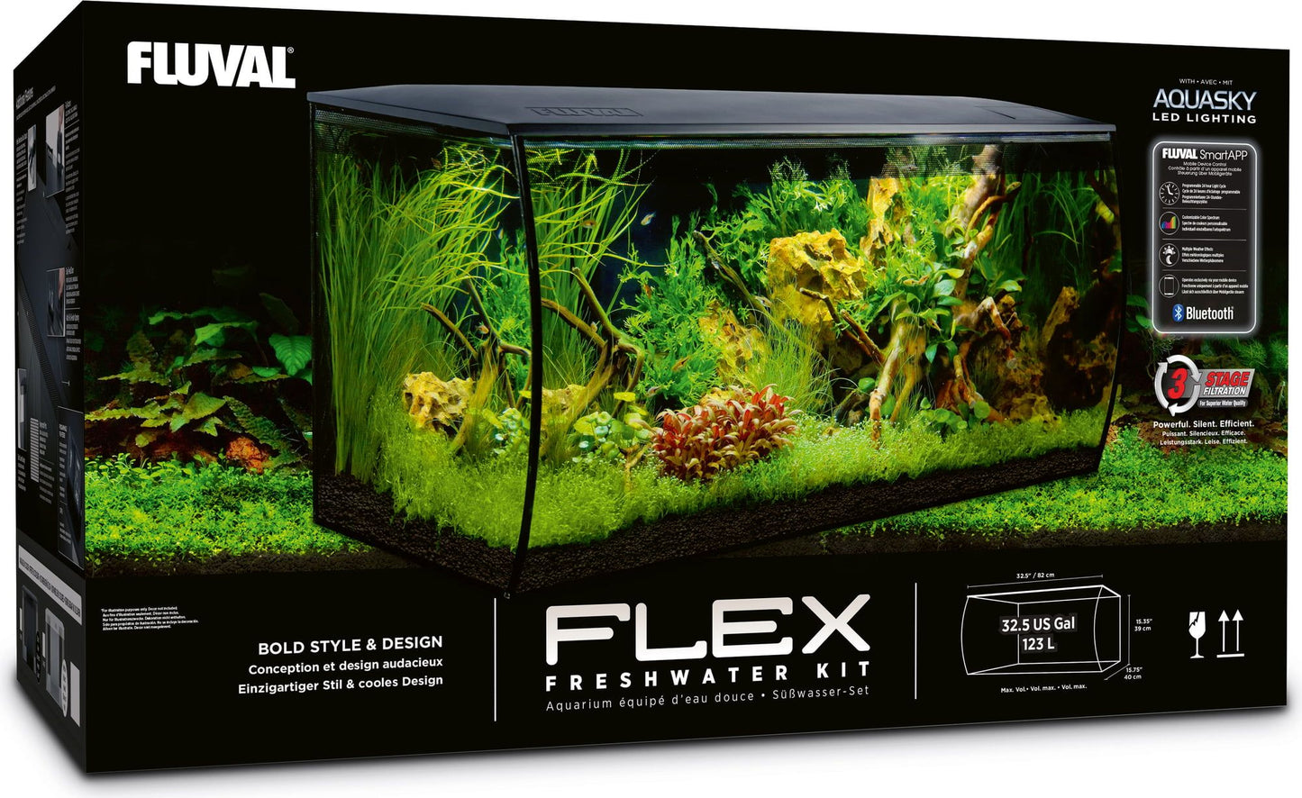 Fluval Flex Aquarium Kit, 123L, Black