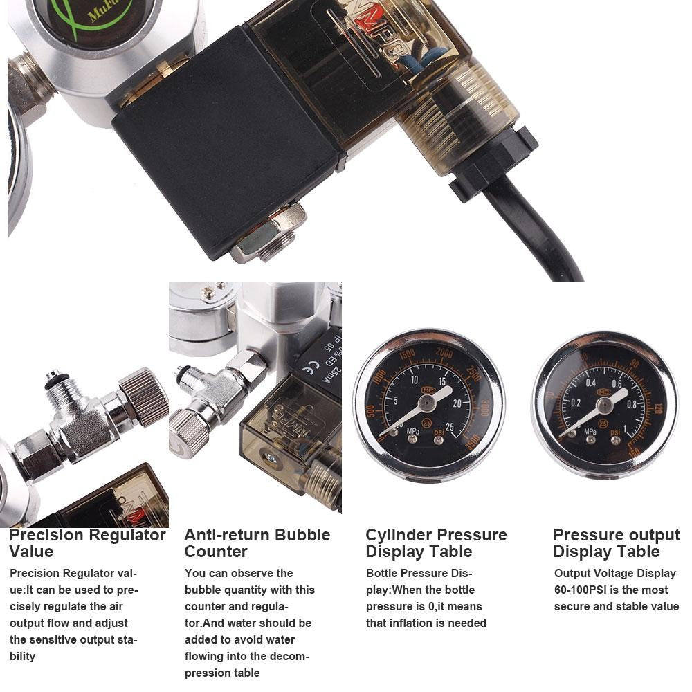 Mufan Dual Gauge CO2 Regulator with solenoid - Petsgool Online