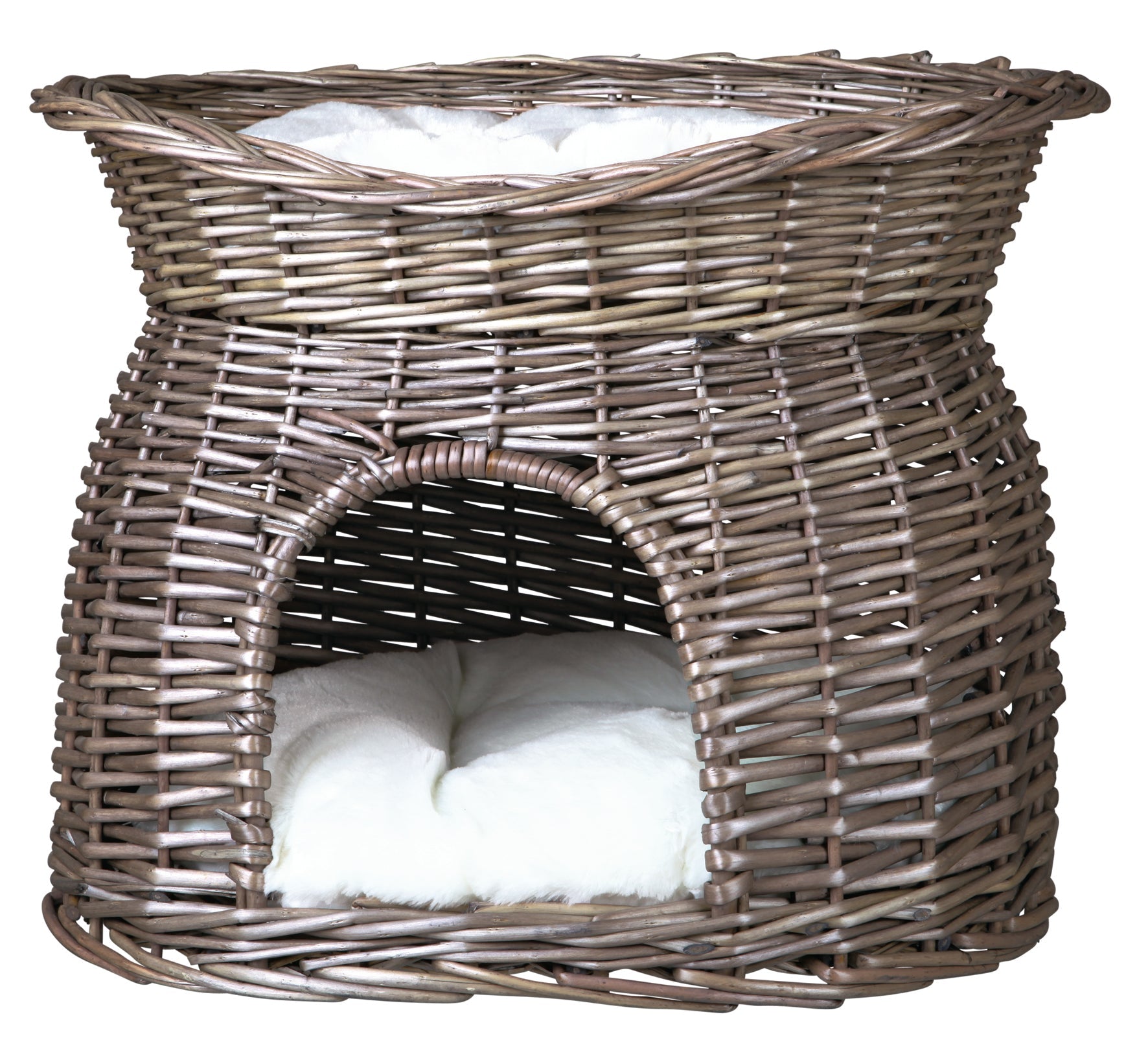 Trixie Wicker Cave with Bed on Top, 54 × 43 × 37 cm, Grey - Petsgool Online