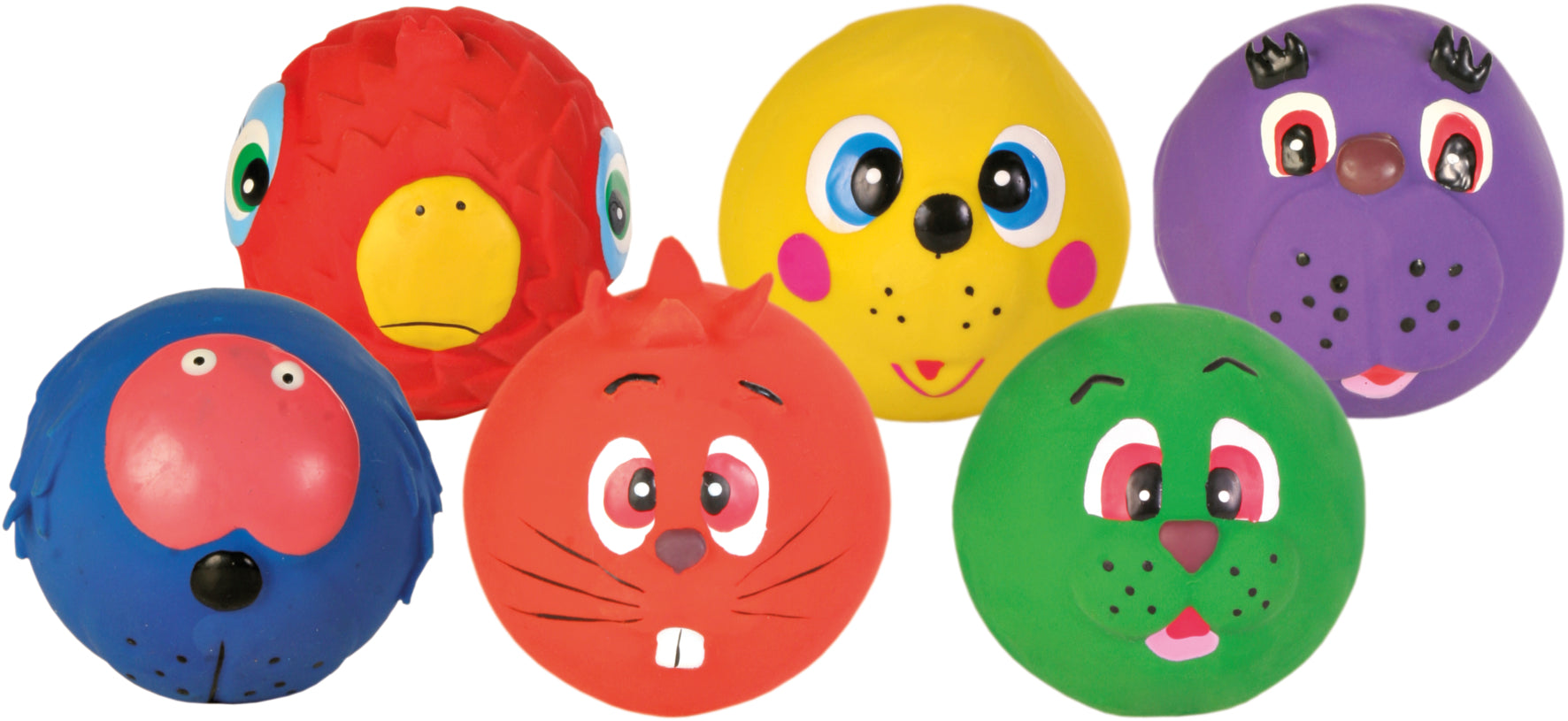 Trixie, Assortment of Animal Faces Toy Balls, latex, 6 cm - Petsgool Online