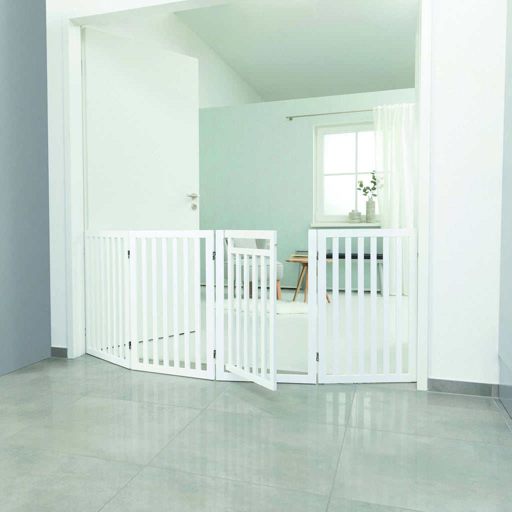 Trixie Barrier with door, 4-parts, 60–160 × 81 cm, white - Petsgool Online