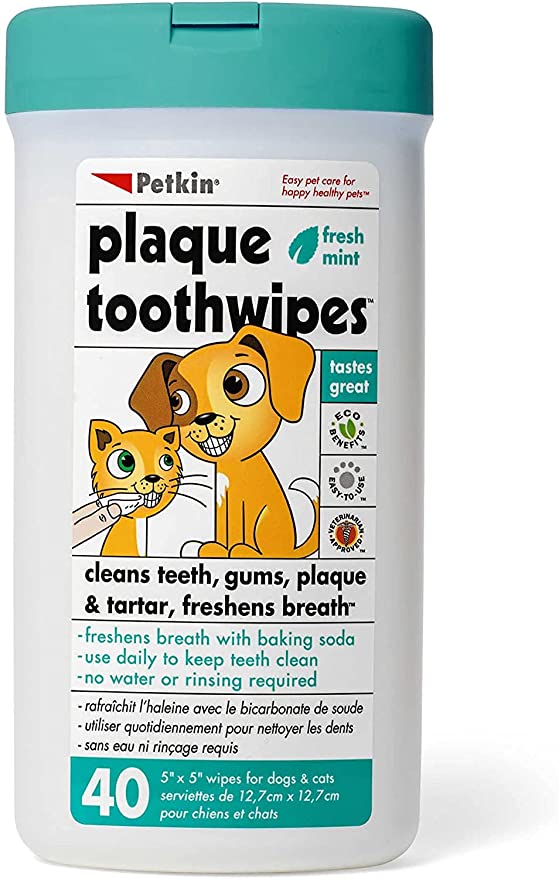 Petkin Plaque Fresh Mint Toothwipes 40 counts - Petsgool Online