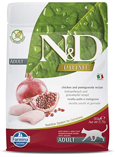 Farmina N&D Prime Chicken & Pomegranate Adult Dry Cat Food 300g - Petsgool Online
