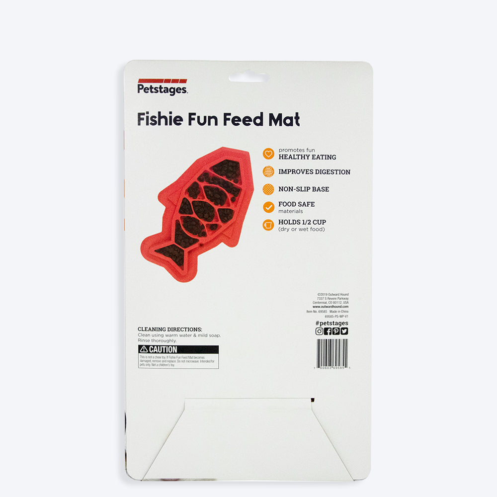 Fishie Fun Feed Mat Cat Slow Feeder, 28 cm x 18 cm, Pink NEW - Petsgool Online