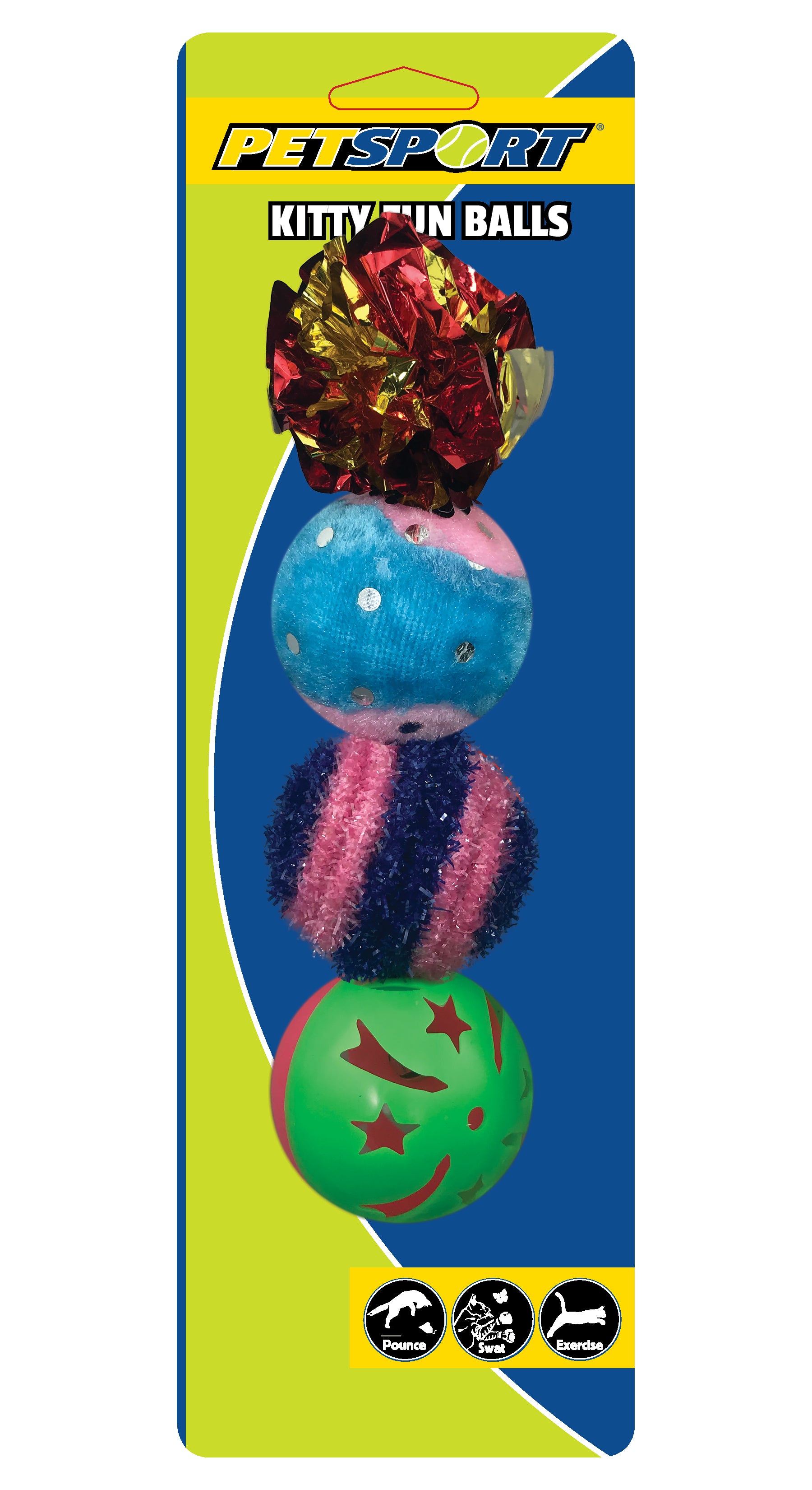Petsport,Kitty Fun Balls Assorted, 5 cm - Petsgool Online