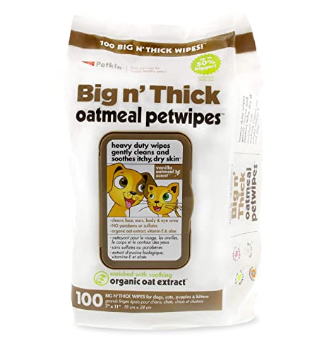 Petkin Big N' Thick Oatmeal Pet Wipes, 100 Wipes - Petsgool Online