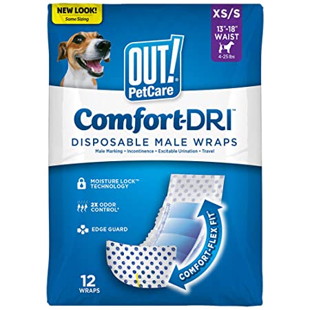 OUT! Disposable Male Dog Diapers, XS-S, 12 Wraps - Petsgool Online