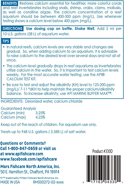 API Marine Calcium 473ml - Petsgool Online