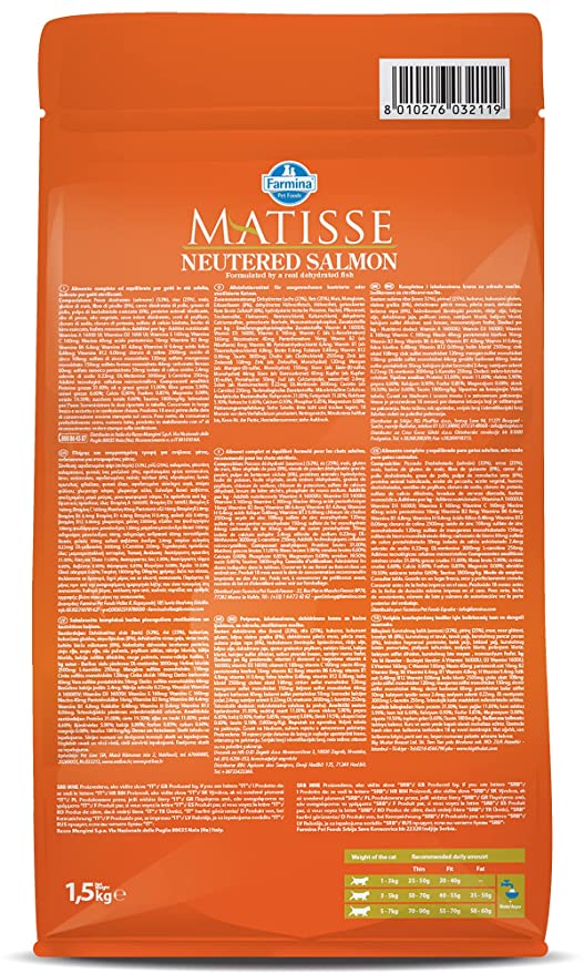 Farmina Matisse Neutered Salmon Cat Food 1.5kg - Petsgool Online