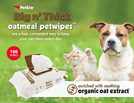 Petkin Big N' Thick Oatmeal Pet Wipes, 100 Wipes - Petsgool Online