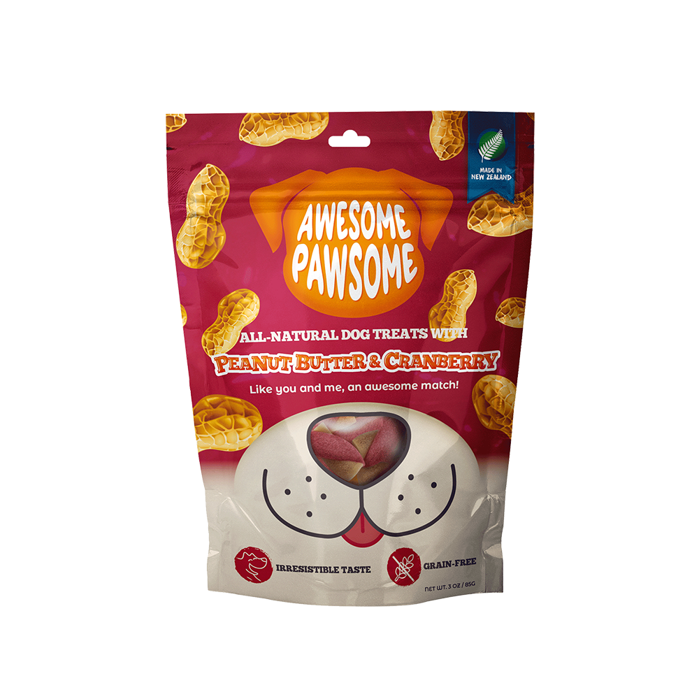 Awesome Pawsome, Peanut Butter & Cranberry All-Natural Grain-Free Treats, 85 gm - Petsgool Online