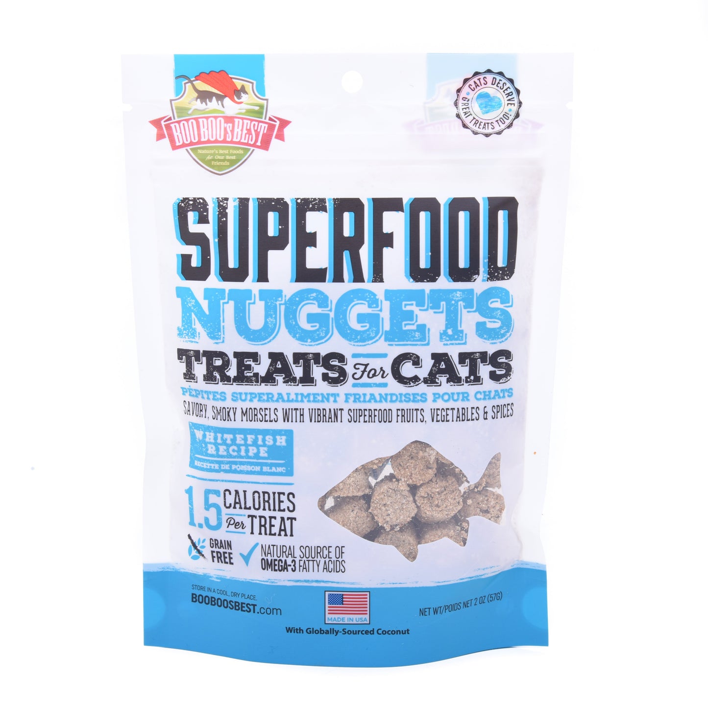 BooBoo's Best SuperFood Nuggets Whitefish Recipe Cat Treats, 57 g - Petsgool Online