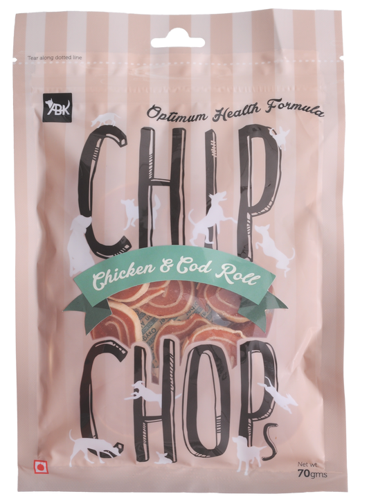 Chip Chops Biscuit Dog Treats- Chicken & Codfish Rolls, 70 gm - Petsgool Online