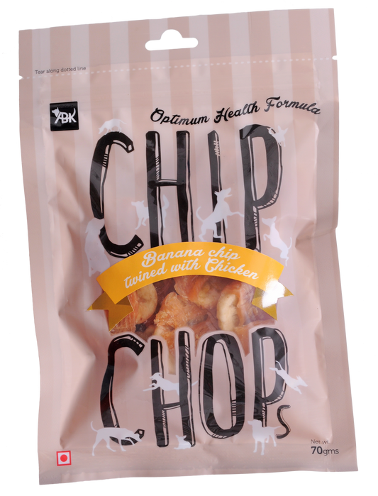 Chip Chops Biscuit Dog Treats- Banana Chip Twined With Chicken, 70 gm - Petsgool Online