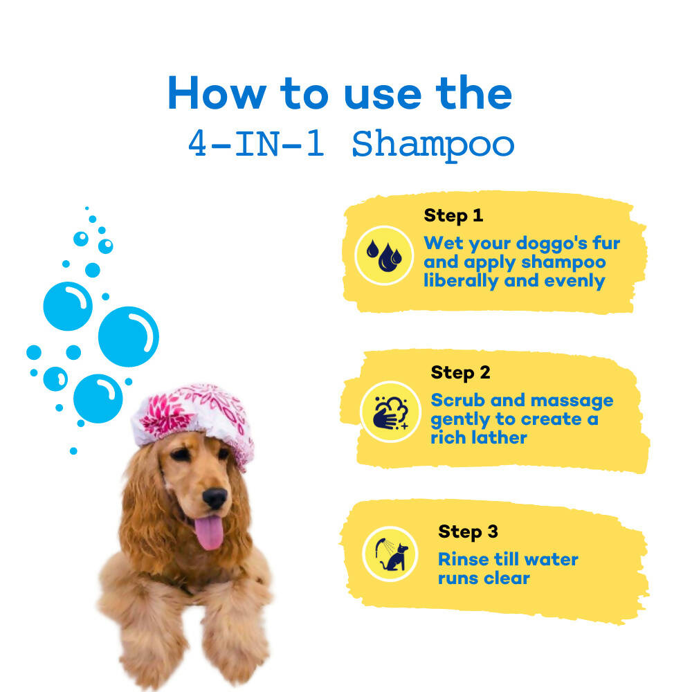 The Good Paws Awesome Pawsome 4 in 1 Dog Shampoo | Moisturizing & Conditioning | Cleanse & Deodorize | All Natural Olive & Wheatgerm Oil | For Cocker Spaniel, German Shepherd, Husky, Labrador | Chamomile (Allergen Free) 250 ml