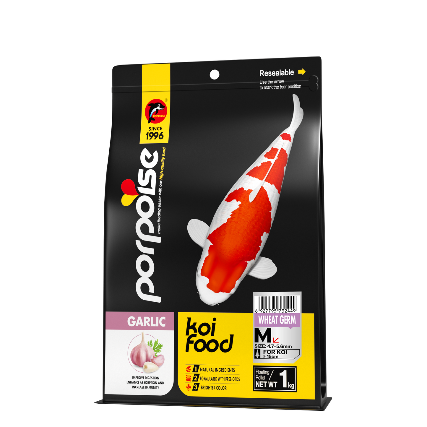Porpoise Koi Food Pellets | Wheat Germ Formula Medium 1kg