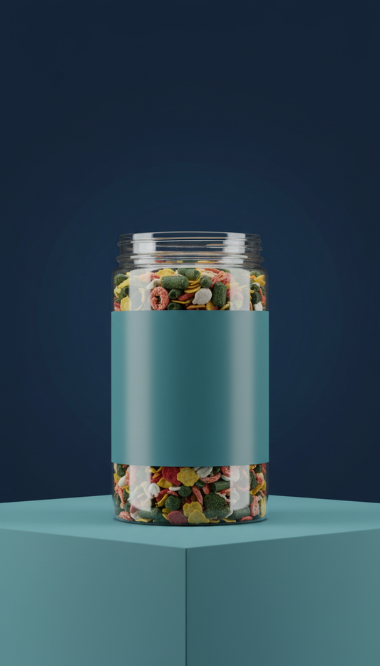 Nutrient-Rich Fish Food Blend in Resealable Pouch