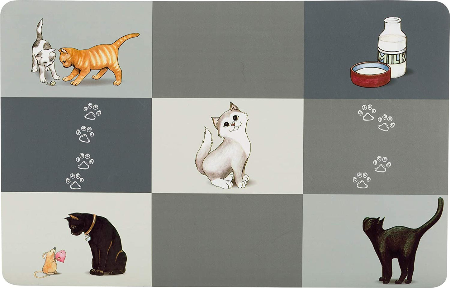 Trixie Place Mat with Patchwork Cat Motif, 44 x 28 cm, grey - Petsgool Online