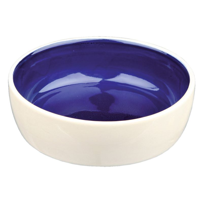 Trixie Ceramic Bowl with Blue Inside, 300 ml / ø 13 cm, Cream/Blue - Petsgool Online
