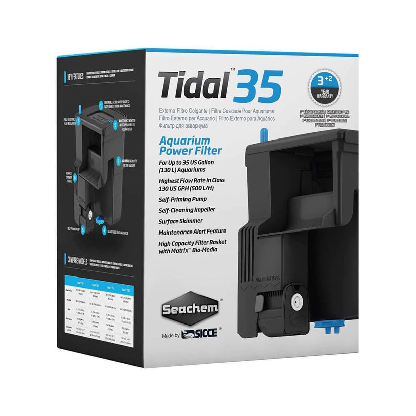 Seachem Hang On Tidal 35 (500 L/H) For Upto 130 Liters
