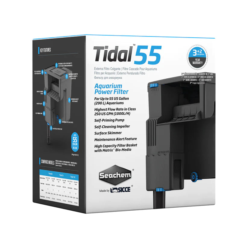 Seachem Hang On Tidal 55 (1000 L/H) For Upto 200 Liters